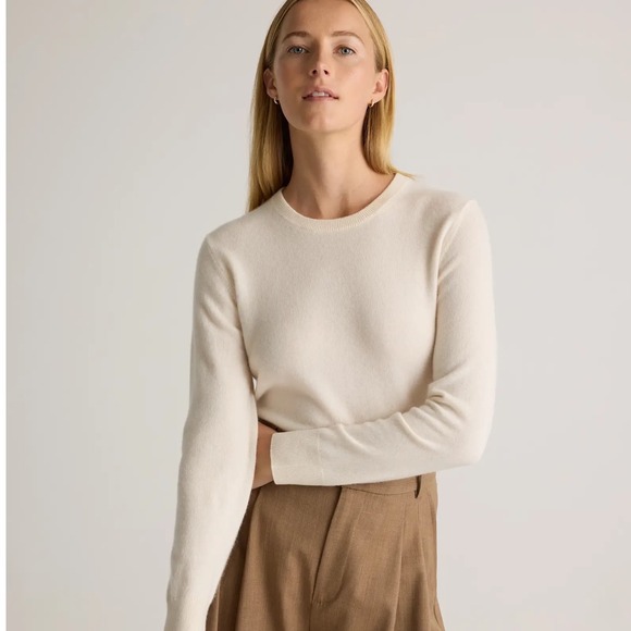 Quince Sweaters - Quince Mongolian Cashmere Crewneck Sweater Womens Large Ivory Capsule Staple
